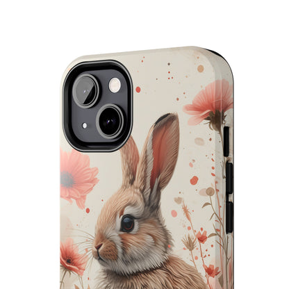 Watercolor Easter Bunny and Spring Flowers Design Phone Case- Lightweight, Impact Resistant Cover for iPhone 6, 6s, 12, 13, 14, 15