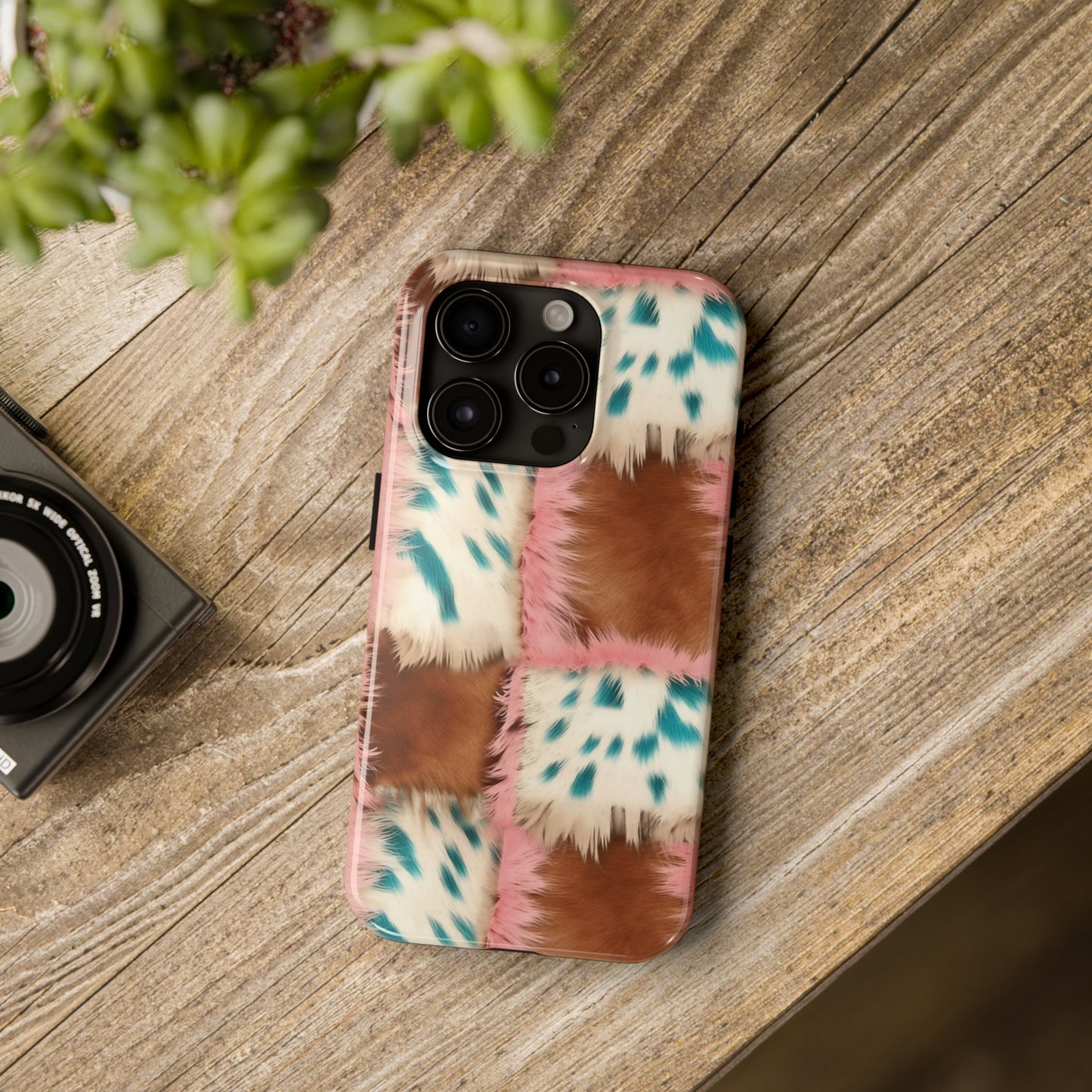 Modern Cowgirl Cowhide Design Pattern Print Tough Phone Case compatible with a large variety of phone models, Phone Case, Gift