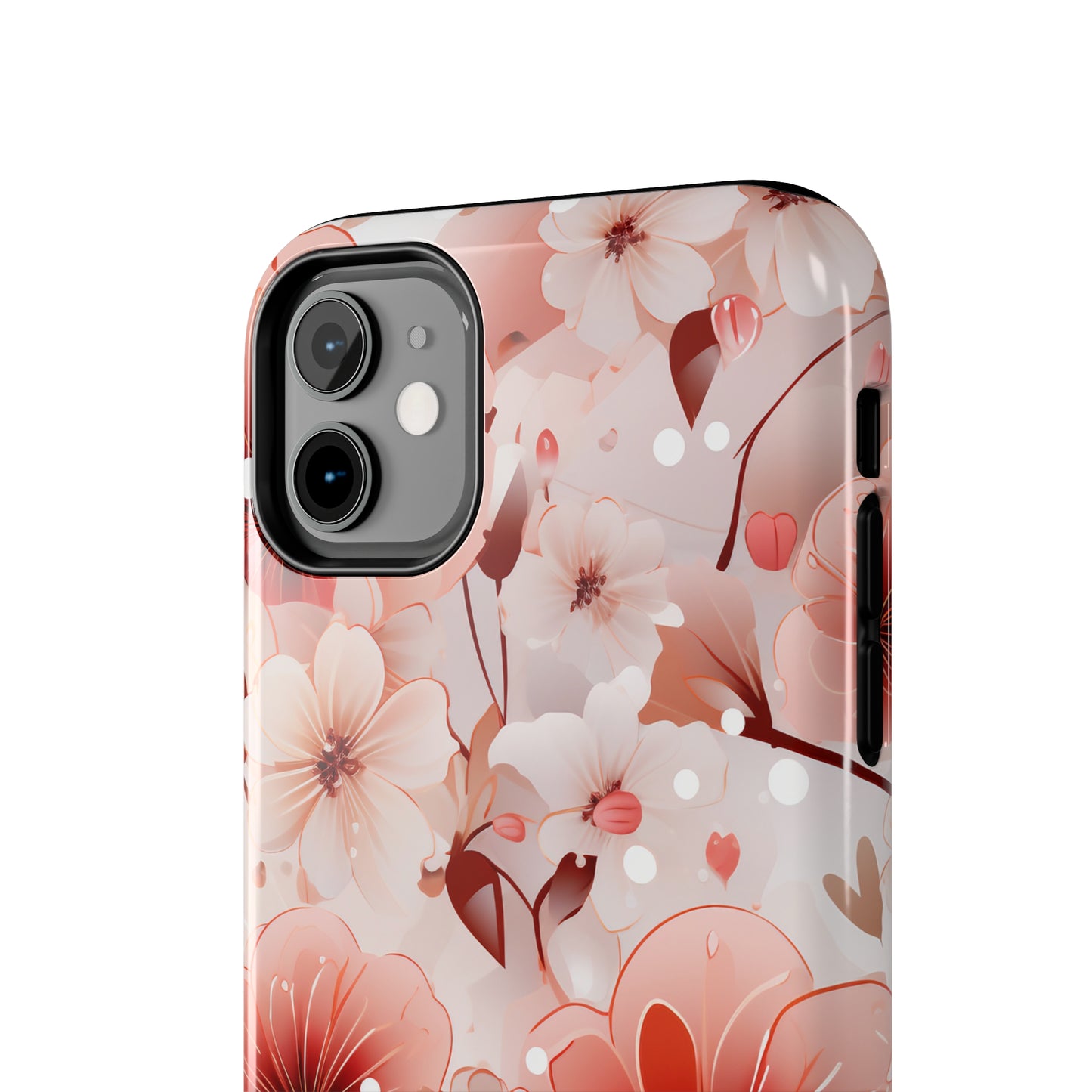 Pink Floral Pattern Design Tough Phone Case compatible with a large variety of iPhone models, Gift, Phone Case