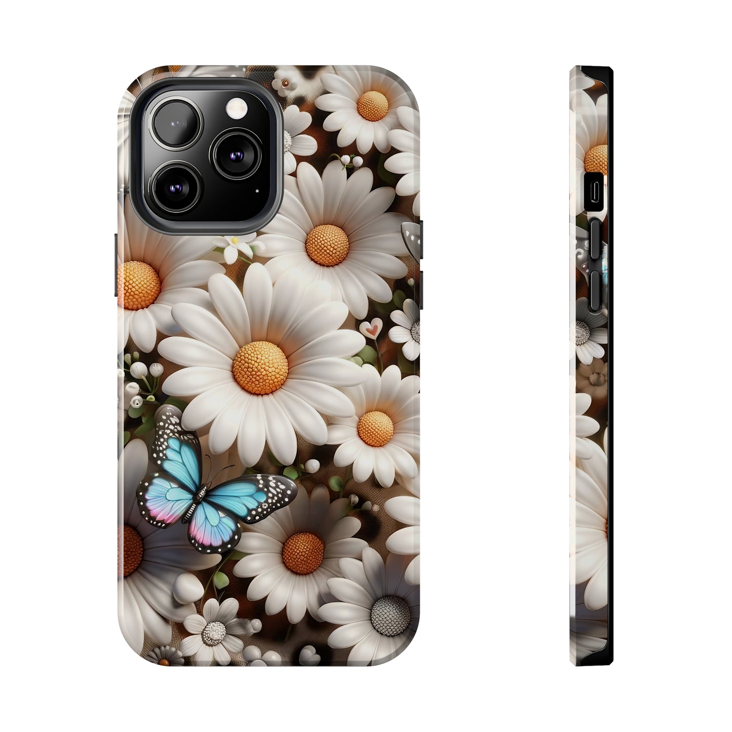 Butterflies, Leopard Print & Daisies Digital print Design Tough Phone Case compatible with a large variety of iPhone models,Gift, Phone Case