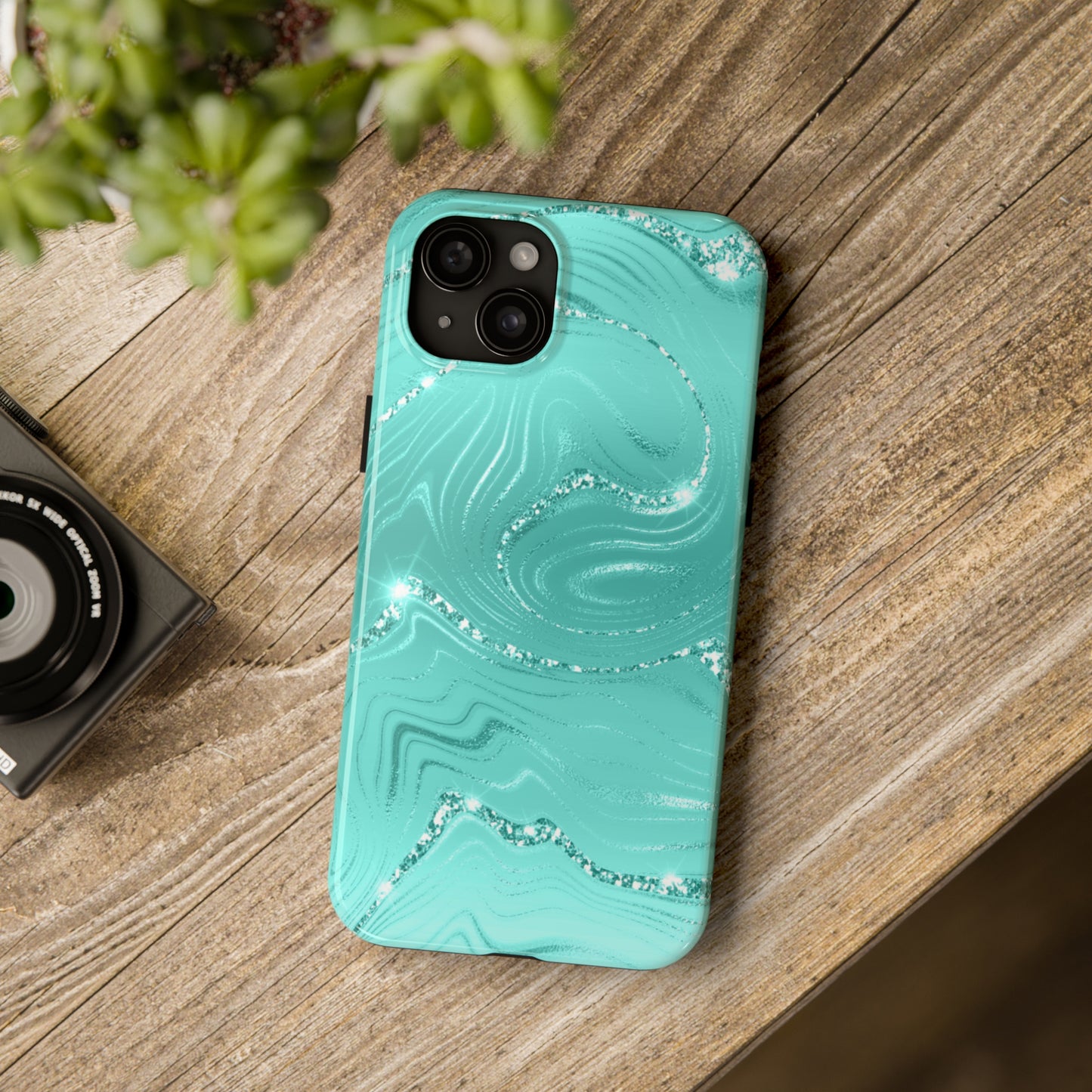 Marbled Turquoise Design Tough Phone Case compatible with a large variety of phone models, Gift, Phone Case