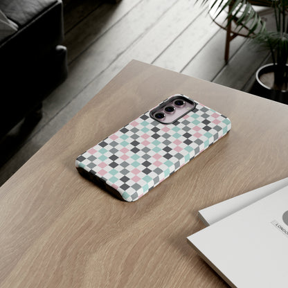 Multicolor Checkerboard print design Tough Phone Case compatible with a large variety of Samsung models