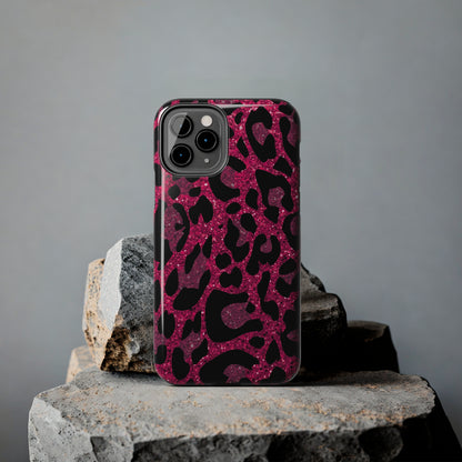 Pink and Black Leopard Design Phone Case- Lightweight, Impact Resistant Cover for iPhone 6, 6s, 12, 13, 14, 15