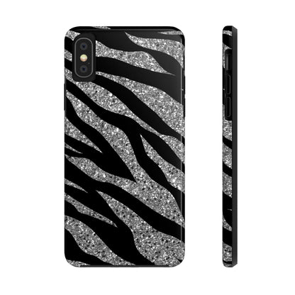 Silver and Black Zebra Print Design  Phone Case- Lightweight, Impact Resistant Cover for iPhone 6, 6s, 12, 13, 14, 15