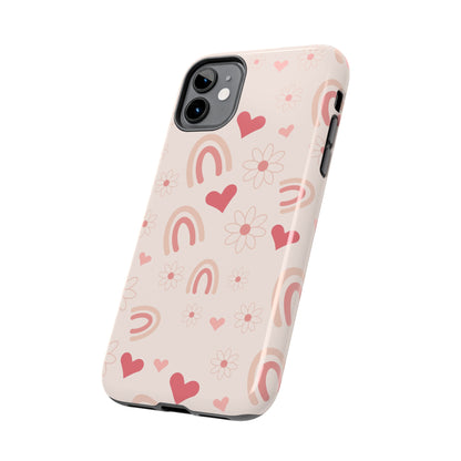 Pink Boho Rainbow print Design Tough Phone Case compatible with a large variety of iPhone models, Gift, Phone Case