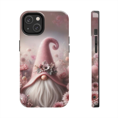 Pink Floral Fantasy Gnome Design Phone Case- Lightweight, Impact Resistant Cover for iPhone 6, 6s, 12, 13, 14, 15