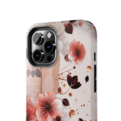 Pretty Pink & White Flowers Pattern Design Tough Phone Case compatible with a large variety of iPhone models, Gift, Phone Case