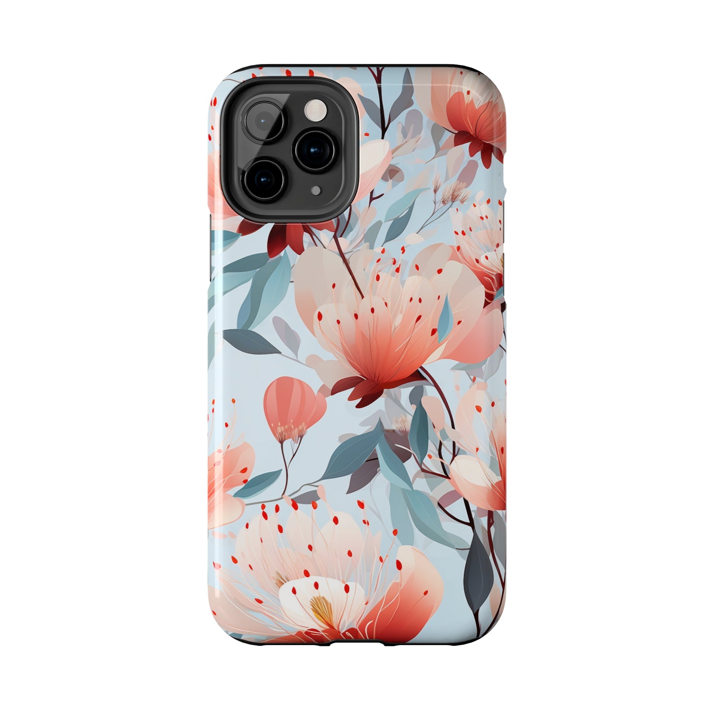 Red Flowers Digital print Design Tough Phone Case compatible with a large variety of iPhone models, Gift, Phone Case