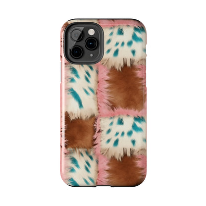 Modern Cowgirl Cowhide Design Pattern Print Tough Phone Case compatible with a large variety of phone models, Phone Case, Gift