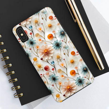 3D Glass Flower Pattern Design Tough Phone Case compatible with a large variety of iPhone models, Phone Case, Birthday Gift