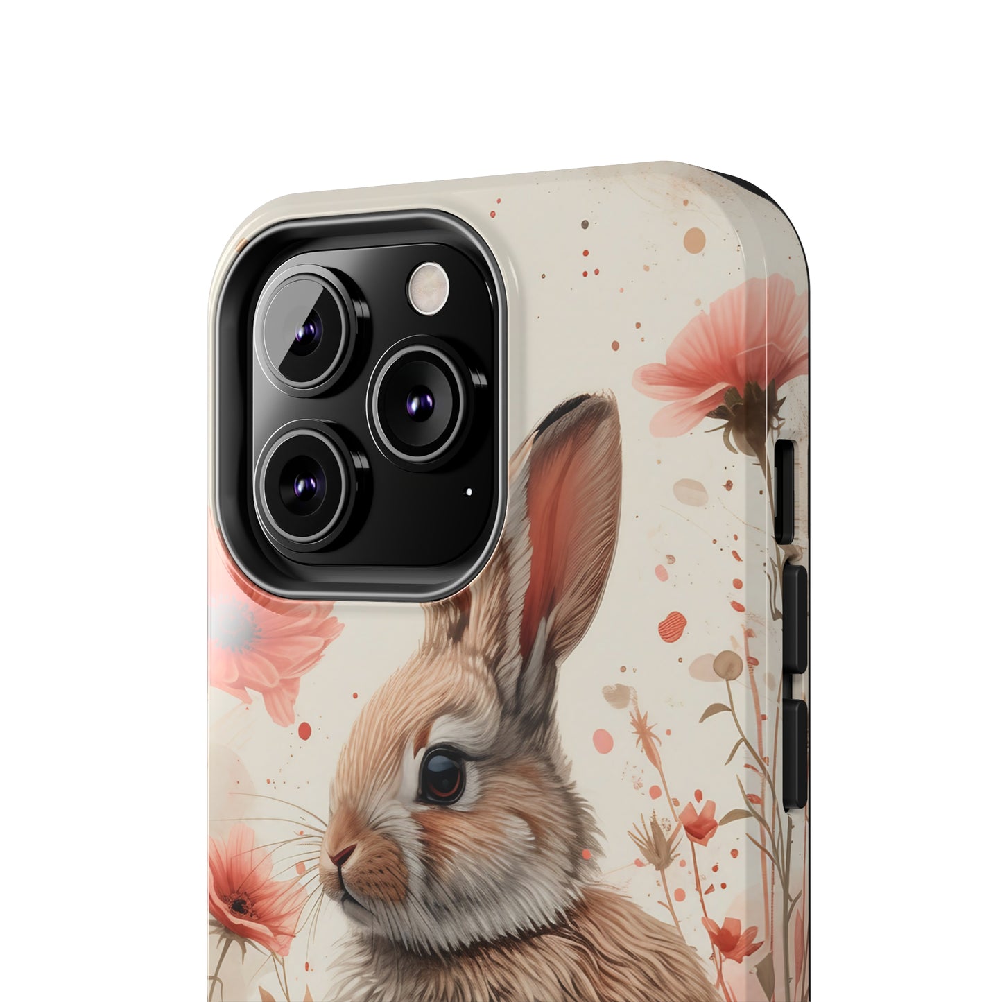 Watercolor Easter Bunny and Spring Flowers Design Phone Case- Lightweight, Impact Resistant Cover for iPhone 6, 6s, 12, 13, 14, 15