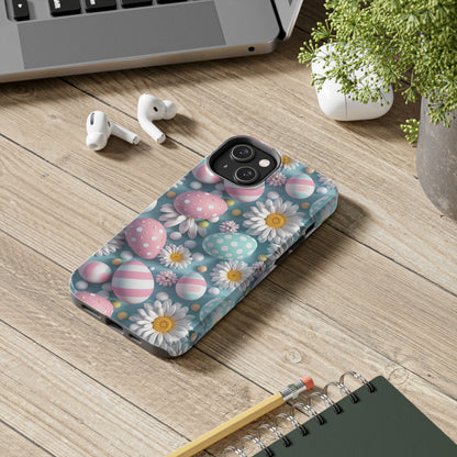 Easter Eggs and Daisies Digital print Design Tough Phone Case compatible with a large variety of iPhone models, Gift, Phone Case