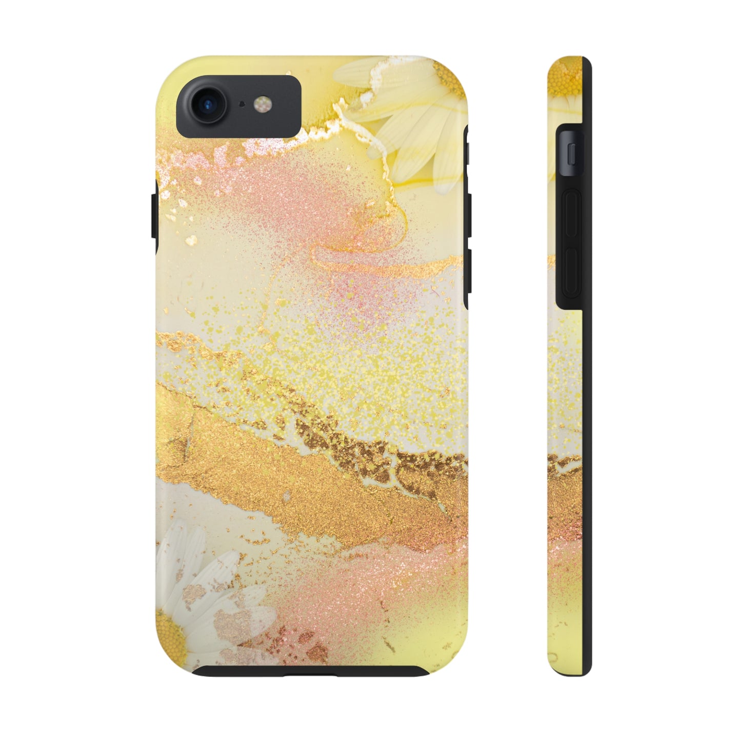 Yellow and Rose Gold Marble design Tough Phone Case compatible with a large variety of iPhone models, Gift, Phone