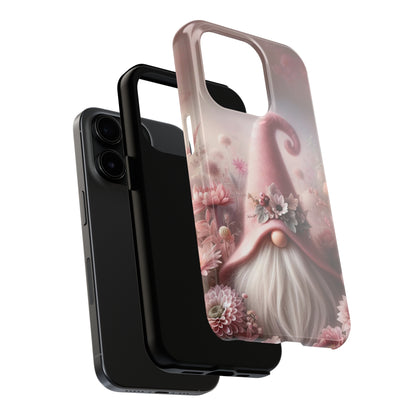 Pink Floral Fantasy Gnome Design Phone Case- Lightweight, Impact Resistant Cover for iPhone 6, 6s, 12, 13, 14, 15