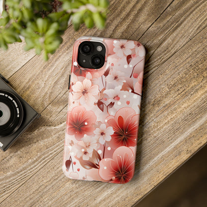 Pink Floral Pattern Design Tough Phone Case compatible with a large variety of iPhone models, Gift, Phone Case