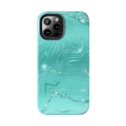 Marbled Turquoise Design Tough Phone Case compatible with a large variety of phone models, Gift, Phone Case