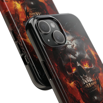 Gothic Skull iPhone Case, Dark Aesthetic Fiery Eyes, Unique Horror Style iPhone Accessory, Cool Tech Design for iPhone Models, Durable Phone Accessory Protective Cover for iPhone Models, Tough iPhone Case