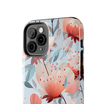 Red Flowers Digital print Design Tough Phone Case compatible with a large variety of iPhone models, Gift, Phone Case