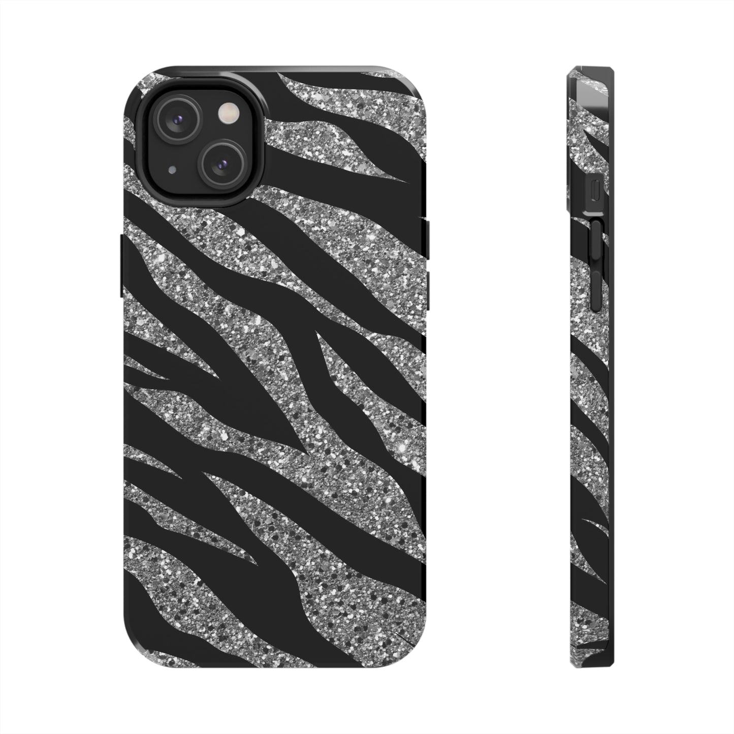 Silver and Black Zebra Print Design  Phone Case- Lightweight, Impact Resistant Cover for iPhone 6, 6s, 12, 13, 14, 15