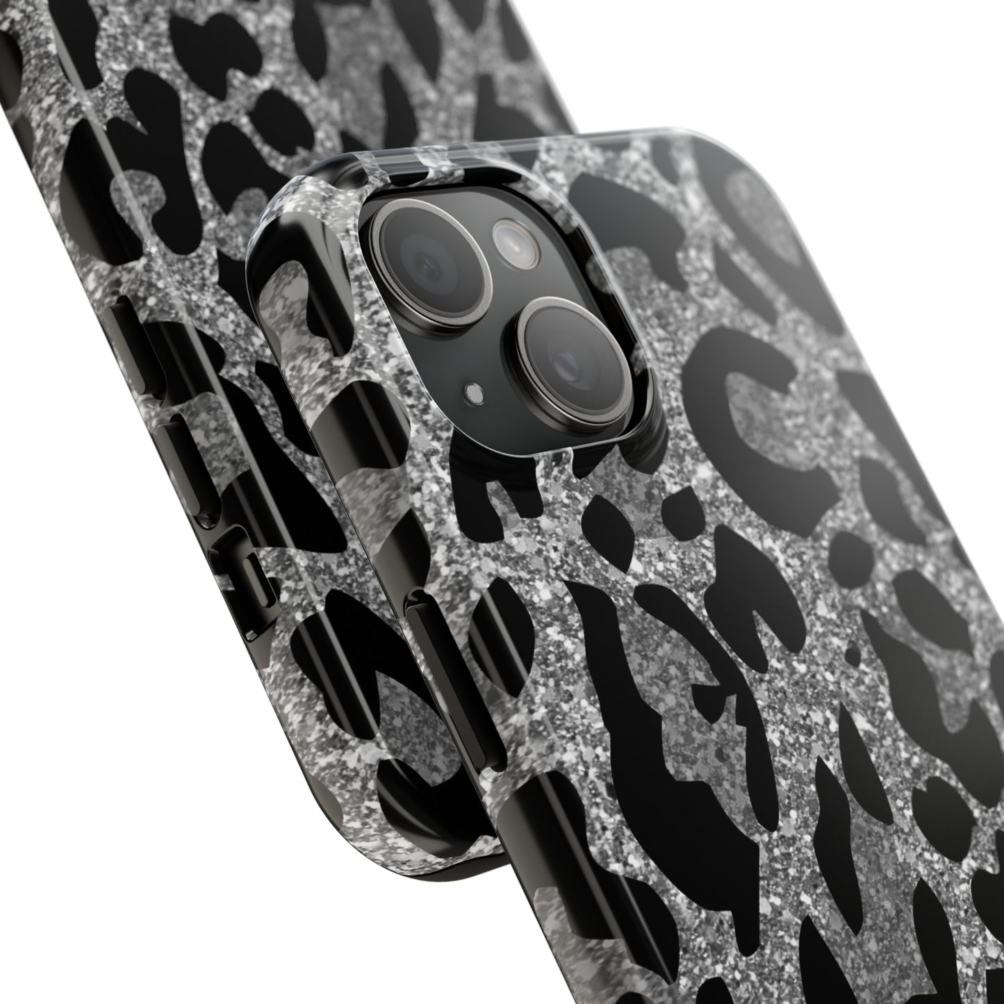 Silver and Black Leopard Design Phone Case- Lightweight, Impact Resistant Cover for iPhone 6, 6s, 12, 13, 14, 15