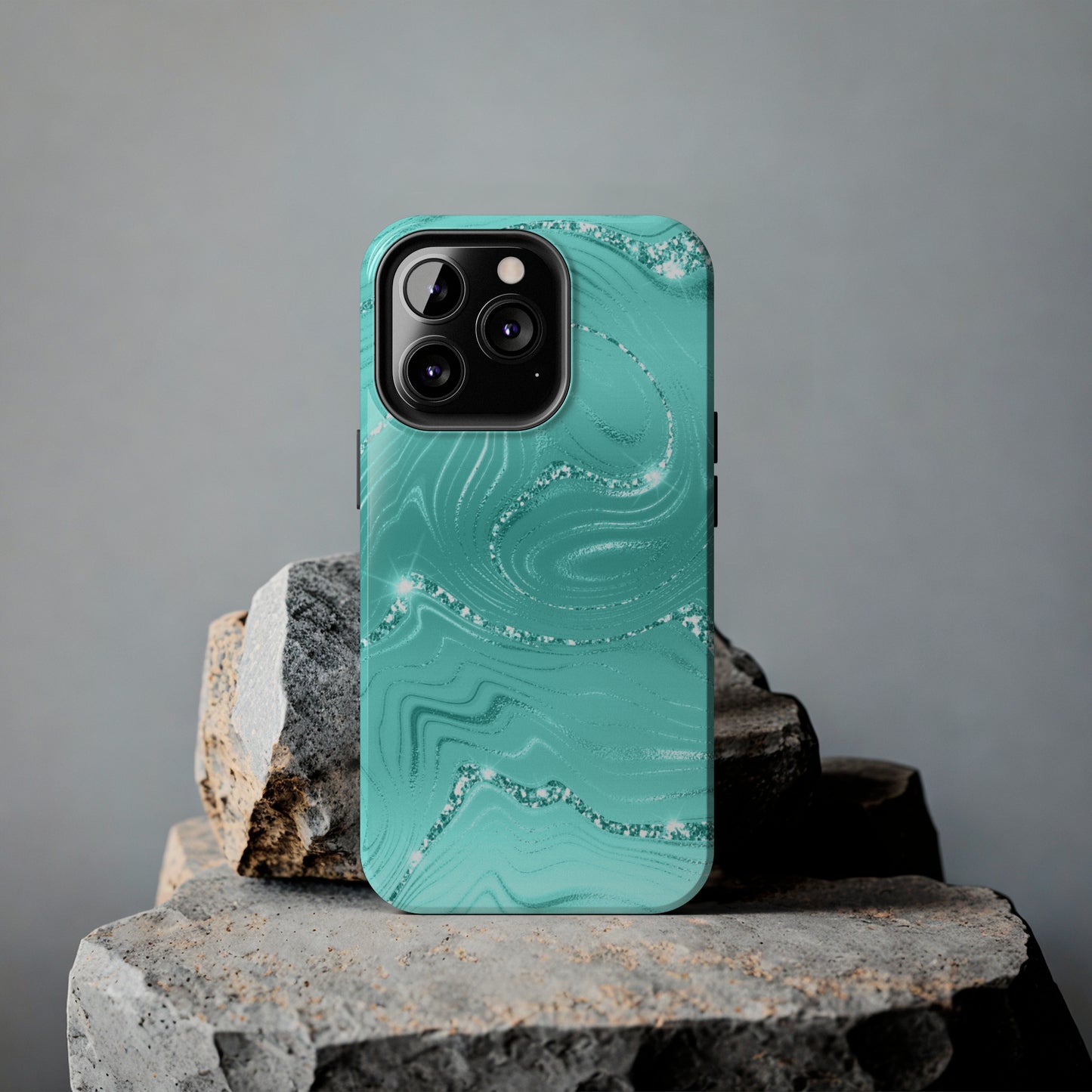 Marbled Turquoise Design Tough Phone Case compatible with a large variety of phone models, Gift, Phone Case