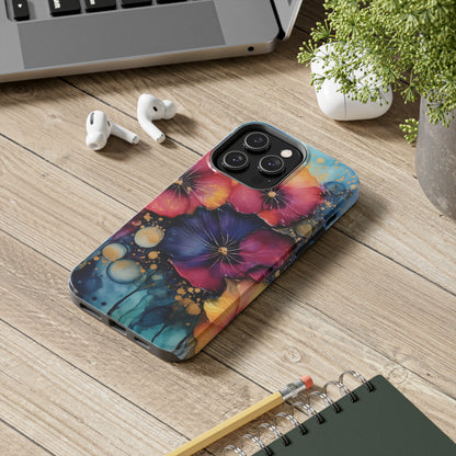 Vibrant 3D Watercolor Flowers print Design Tough Phone Case compatible with a large variety of iPhone models, Gift, Phone Case