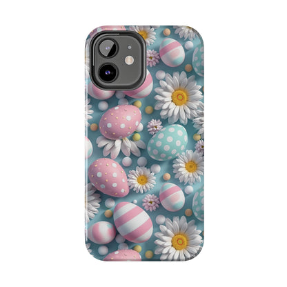 Easter Eggs and Daisies Digital print Design Tough Phone Case compatible with a large variety of iPhone models, Gift, Phone Case