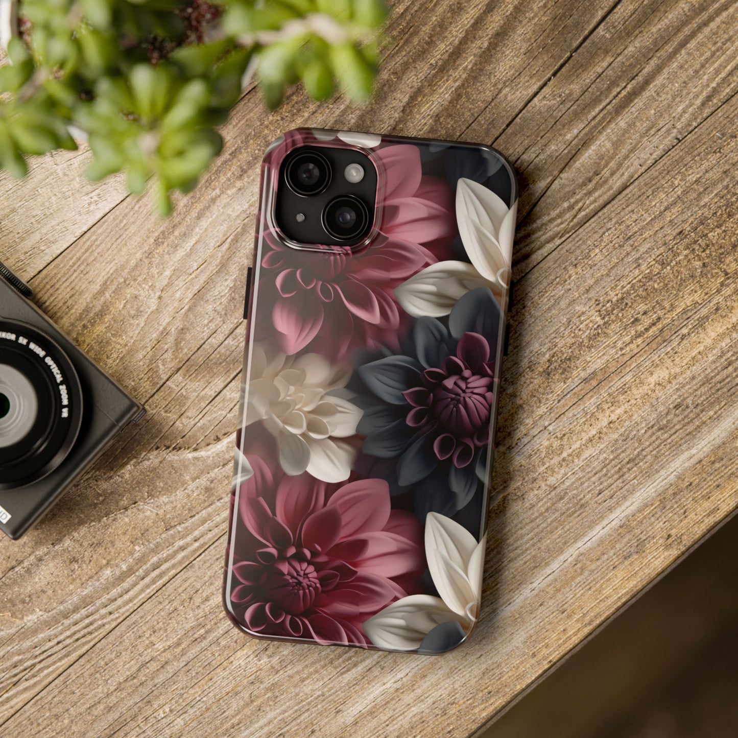 Elegant Dahlias design Tough Phone Case compatible with a large variety of iPhone models, Birthday Gift, Phone Case