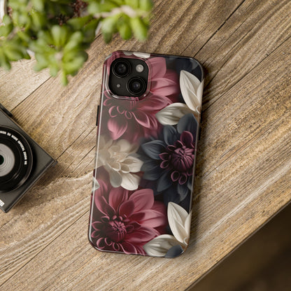 Elegant Dahlias design Tough Phone Case compatible with a large variety of iPhone models, Birthday Gift, Phone Case