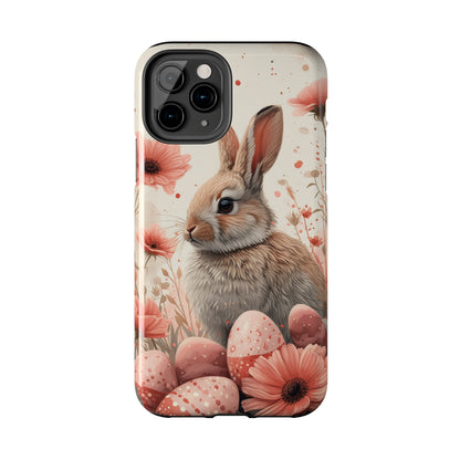 Watercolor Easter Bunny and Spring Flowers Design Phone Case- Lightweight, Impact Resistant Cover for iPhone 6, 6s, 12, 13, 14, 15