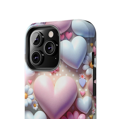 Pastel Heart and Flower Digital print Design Tough Phone Case compatible with a large variety of iPhone models, Gift, Phone Case