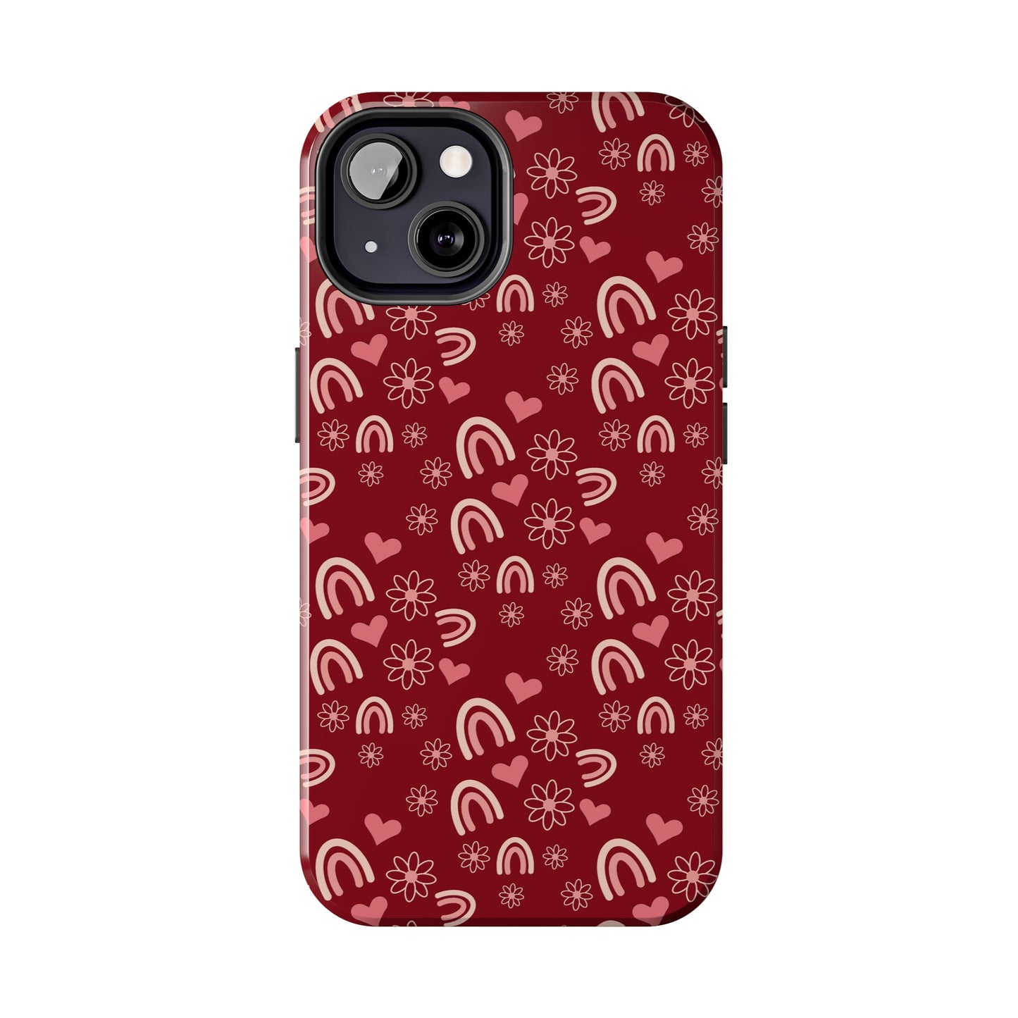 Red Boho2 Rainbow print Design Tough Phone Case compatible with a large variety of iPhone models, Gift, Phone Case