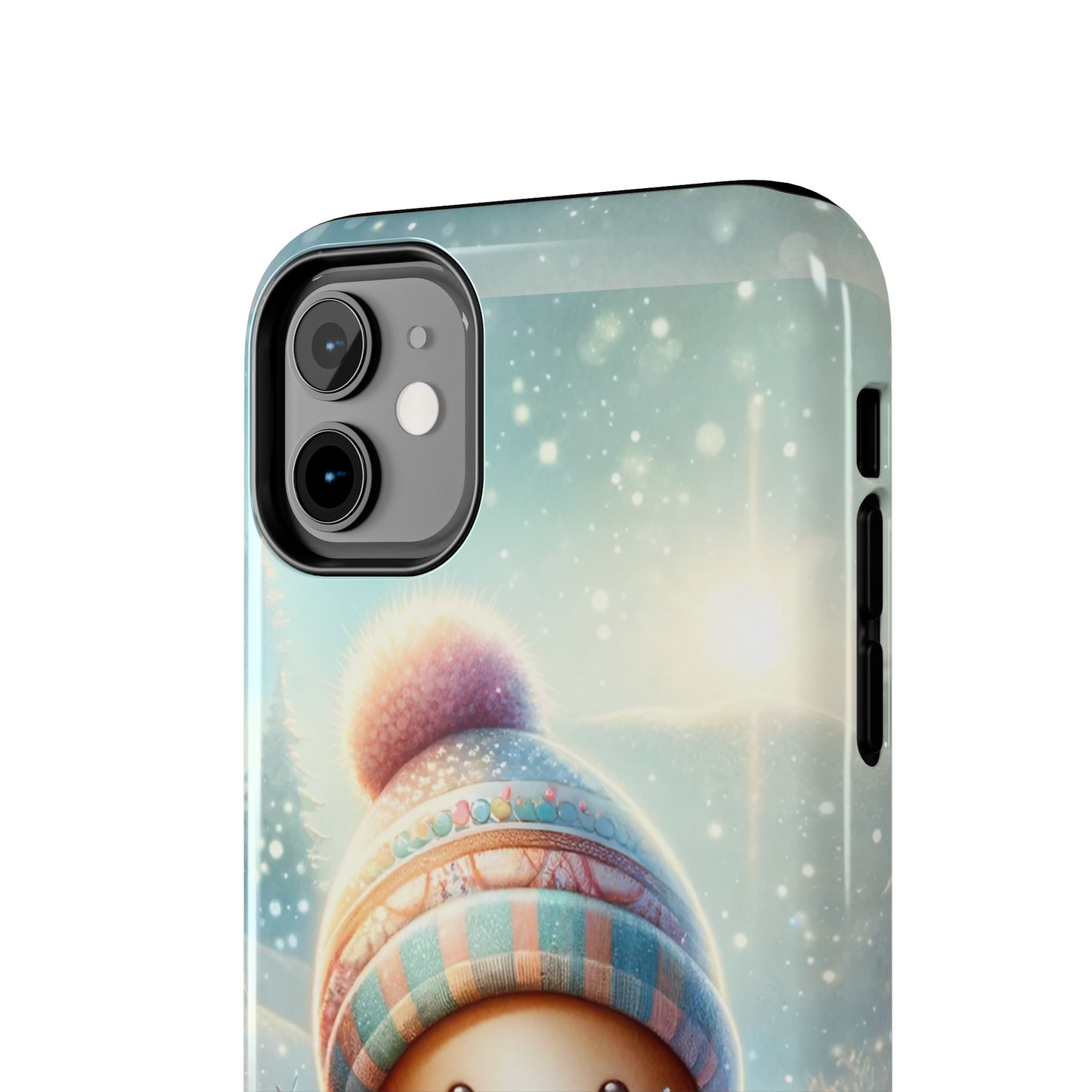 Cute Happy Gingerbread Man in the Snow Pattern Design Tough Phone Case compatible with a large variety of iPhone models, Gift, Phone Case