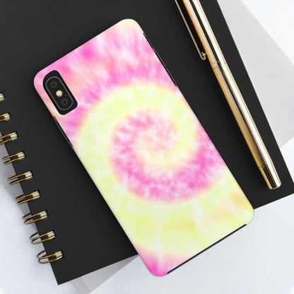 Pink and Yellow Tie Dye Design Phone Case- Lightweight, Impact Resistant Cover for iPhone 6, 6s, 12, 13, 14, 15