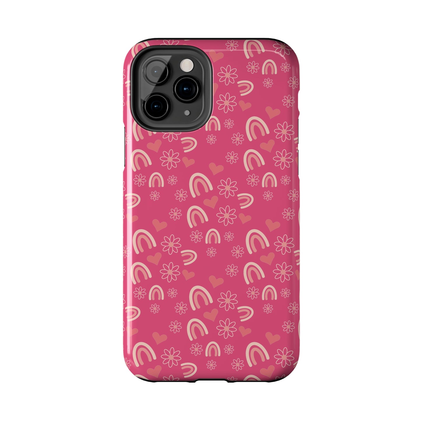 Dark Pink Boho2 Rainbow print Design Tough Phone Case compatible with a large variety of iPhone models, Gift, Phone Case