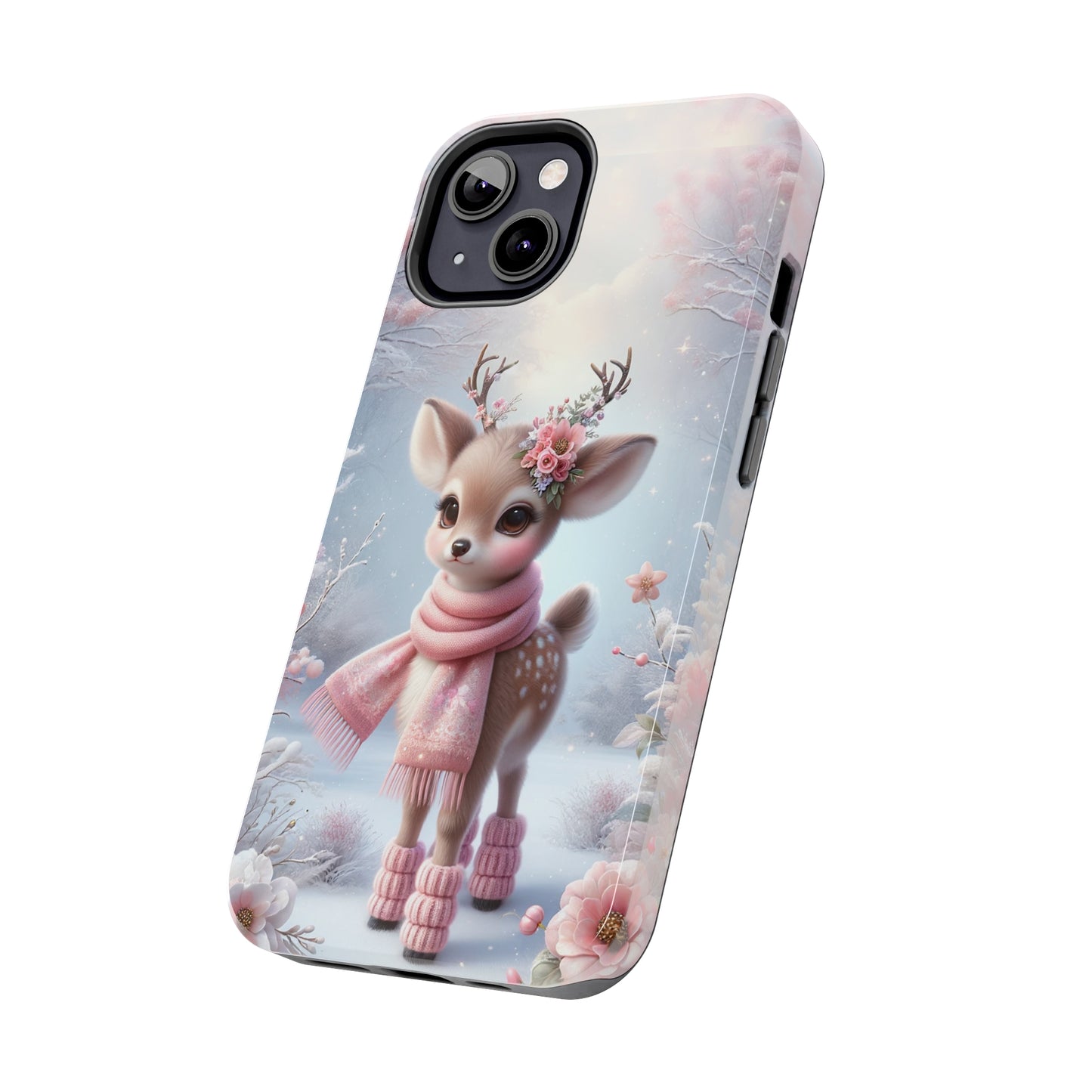 Cute Deer Winter Scene Pattern Design Tough Phone Case compatible with a large variety of iPhone models, Gift, Phone Case