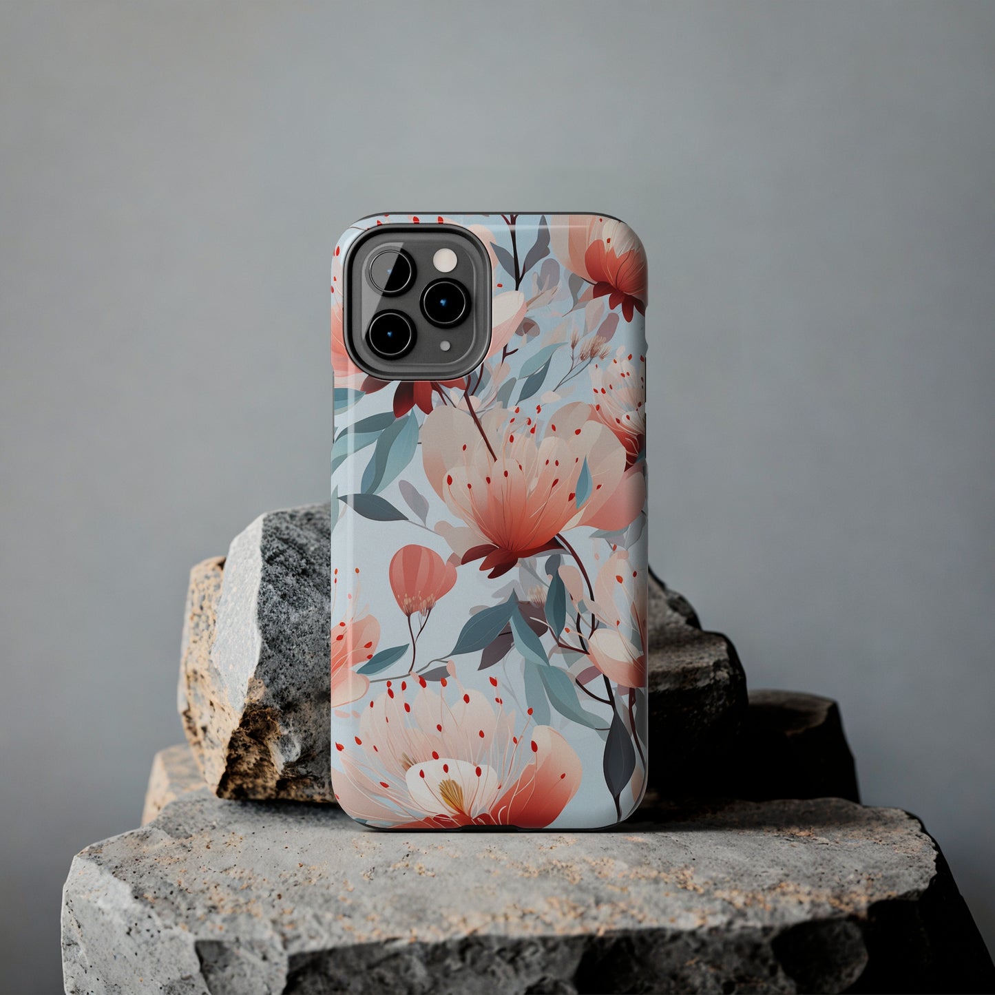 Red Flowers Digital print Design Tough Phone Case compatible with a large variety of iPhone models, Gift, Phone Case