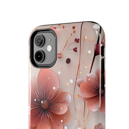 Pretty Mauve Flowers Pattern Design Tough Phone Case compatible with a large variety of iPhone models, Gift, Phone Case