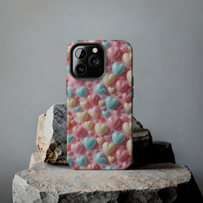 Valentine's Candy Hearts Pattern Design Tough Phone Case compatible with a large variety of iPhone models, Gift, Phone Case