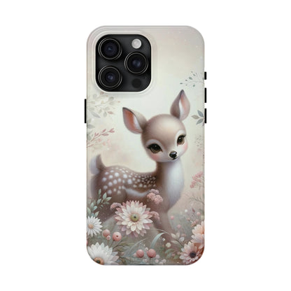 Cute Fawn and Floral print Design Tough Phone Case compatible with a large variety of iPhone models, Gift, Phone Case