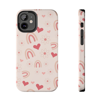 Pink Boho Rainbow print Design Tough Phone Case compatible with a large variety of iPhone models, Gift, Phone Case