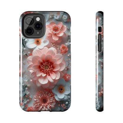 Floral iPhone Case, Elegant Pink and White Blossom Design, Protective Phone Cover, Stylish 3D Flower Pattern compatible with a large variety of iPhone models, Phone Case, Gift