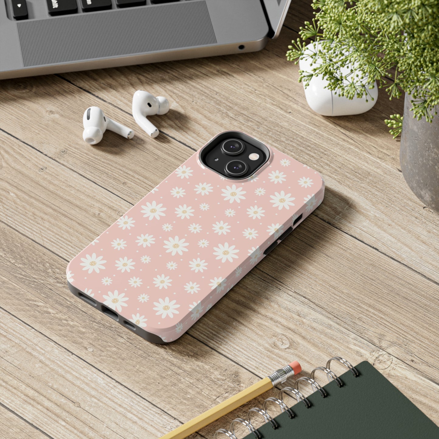 Cute Minimalist Flowers and Polka Dots Digital print Design Tough Phone Case compatible with a large variety of iPhone models, Gift, Phone Case