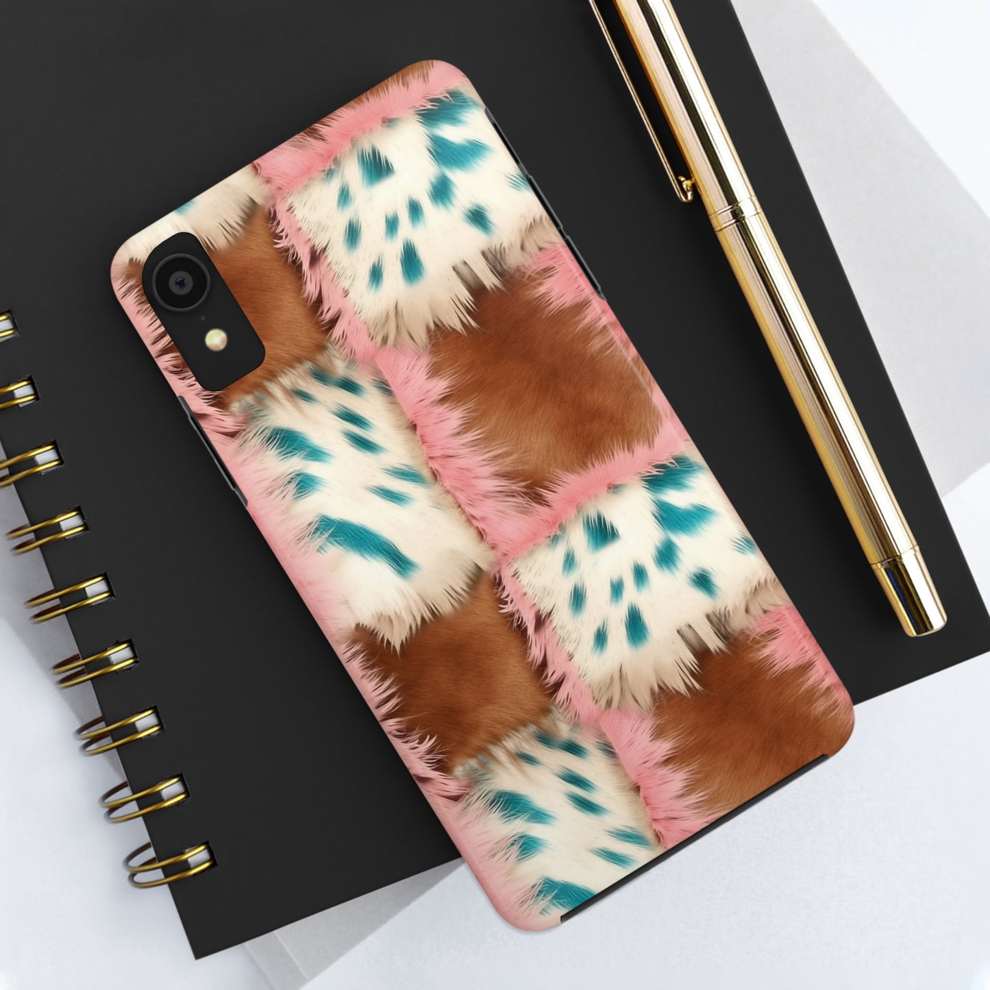 Modern Cowgirl Cowhide Design Pattern Print Tough Phone Case compatible with a large variety of phone models, Phone Case, Gift