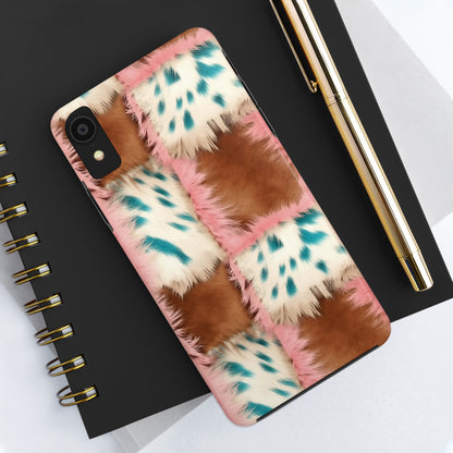 Modern Cowgirl Cowhide Design Pattern Print Tough Phone Case compatible with a large variety of phone models, Phone Case, Gift