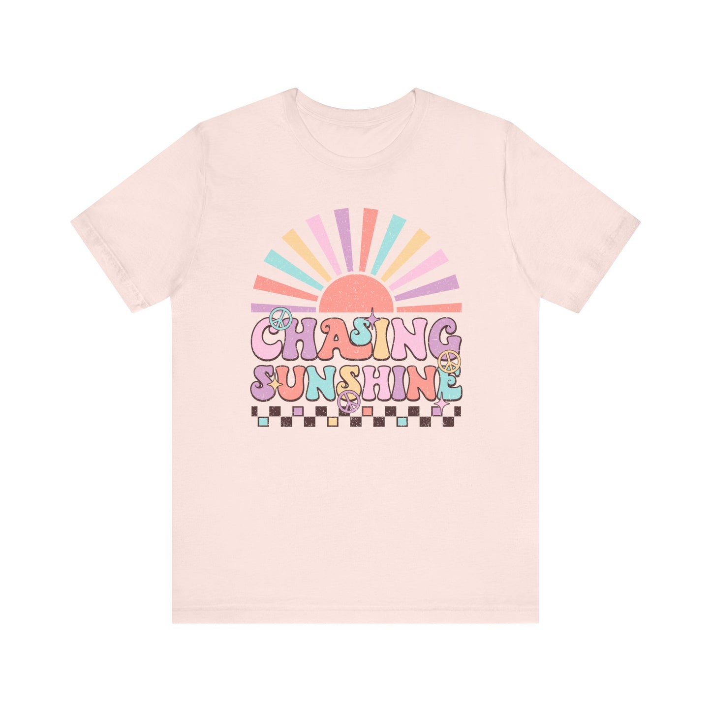 Retro Chasing Sunshine Graphic Tee, Vintage Inspired Sunset Design, Casual Summer Fashion Unisex T-Shirt