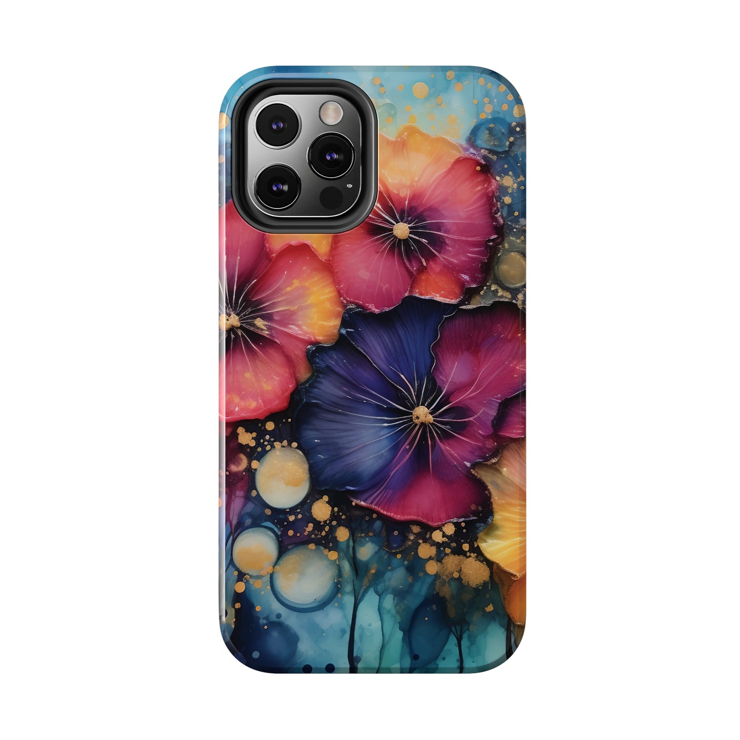 Vibrant 3D Watercolor Flowers print Design Tough Phone Case compatible with a large variety of iPhone models, Gift, Phone Case