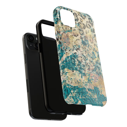 Western Turquoise and Cheetah Design Tough Phone Case compatible with a large variety of phone models, Gift, Phone Case