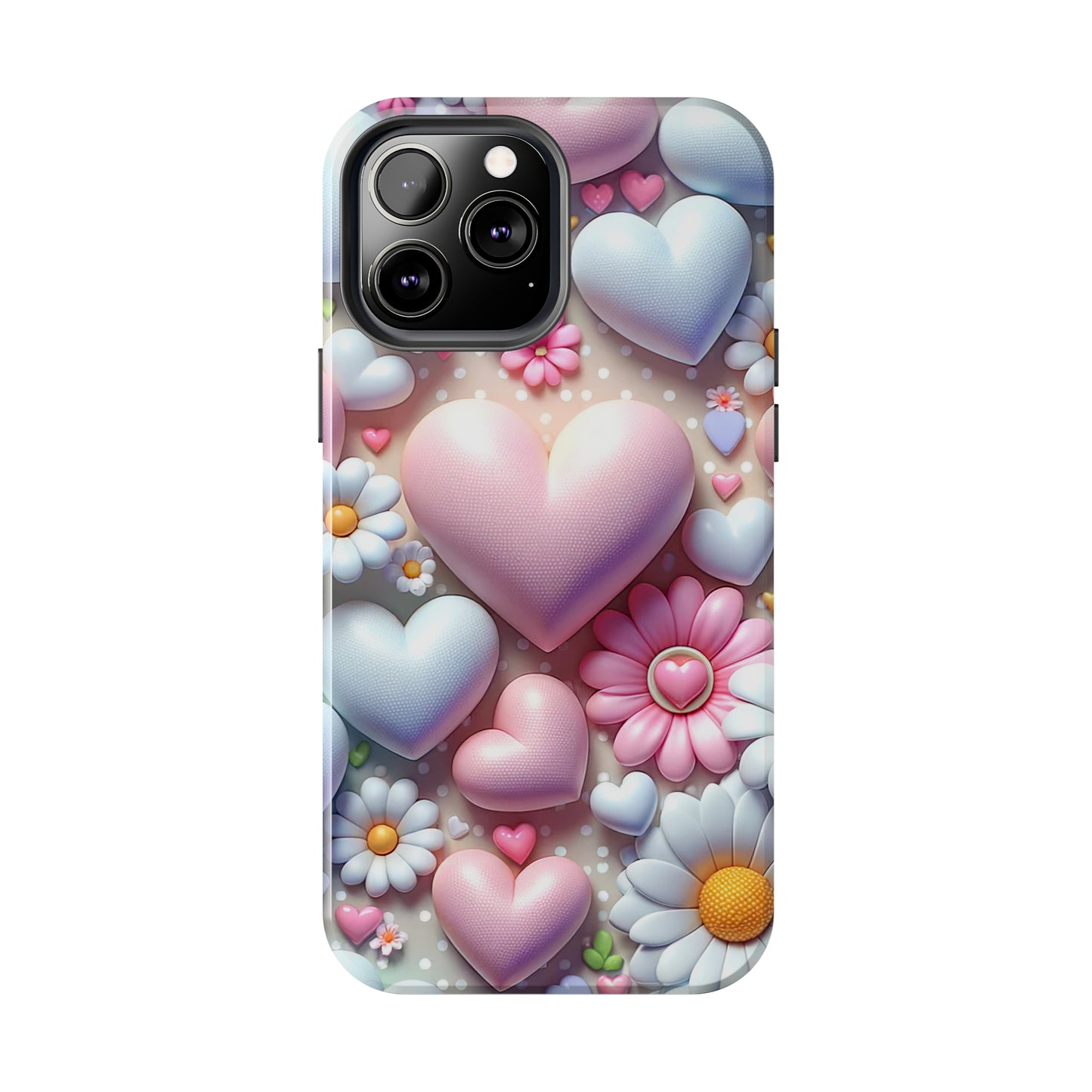 Pastel Heart and Flower Digital print Design Tough Phone Case compatible with a large variety of iPhone models, Gift, Phone Case