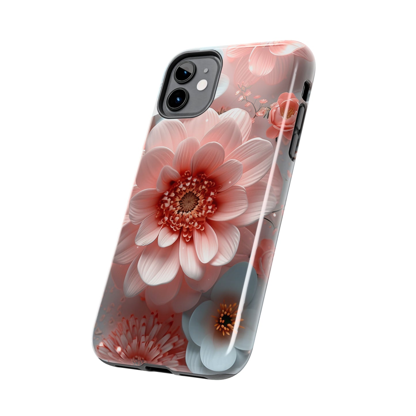 Beautiful 3D Pink & White Floral Design Tough Phone Case.